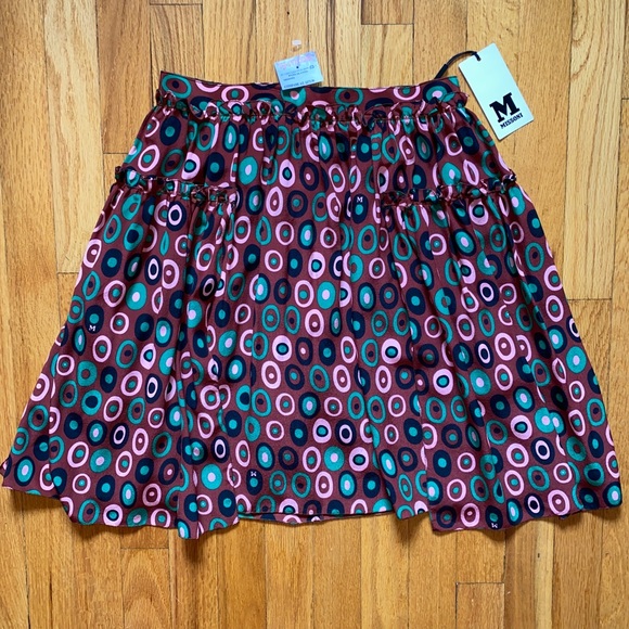 Missoni Silk Skirt Logo Scarf Print 42 Y2K Vintage XS Silk Chiffon Coquette New - Picture 11 of 16